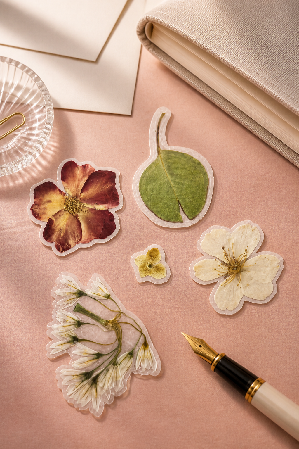 Handmade pressed flower stickers