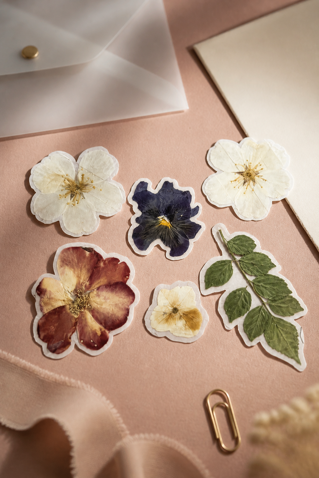 Handmade pressed flower stickers