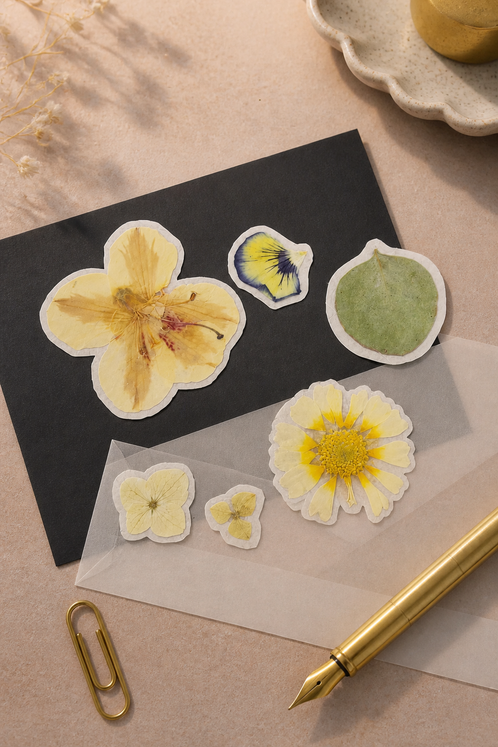 Handmade pressed flower stickers