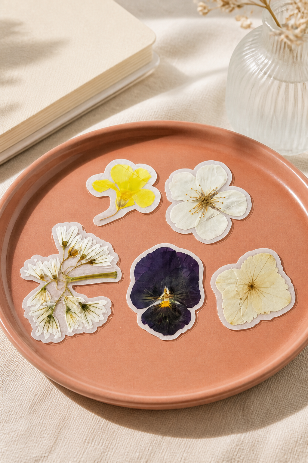 Handmade pressed flower stickers