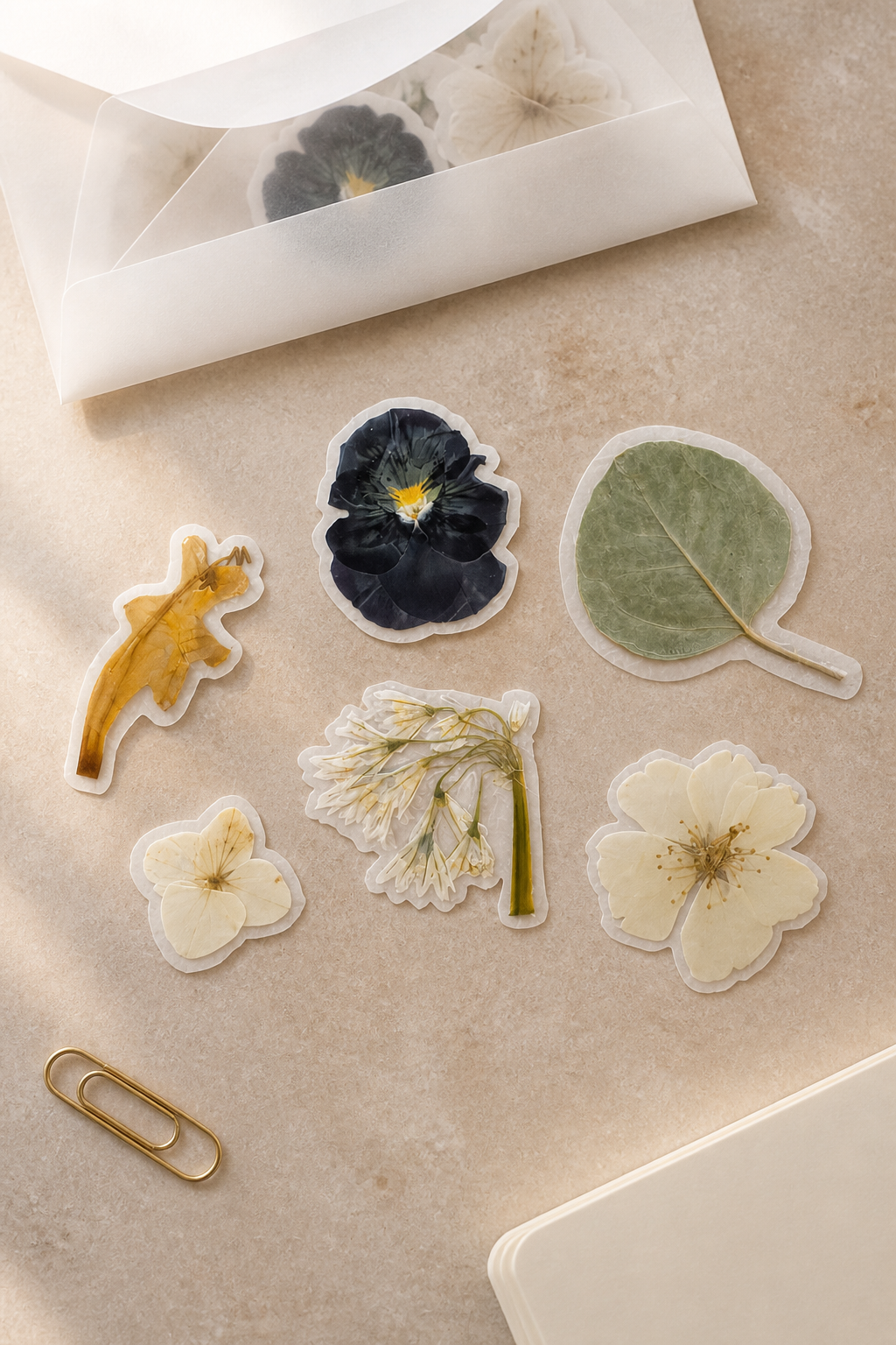 Handmade pressed flower stickers