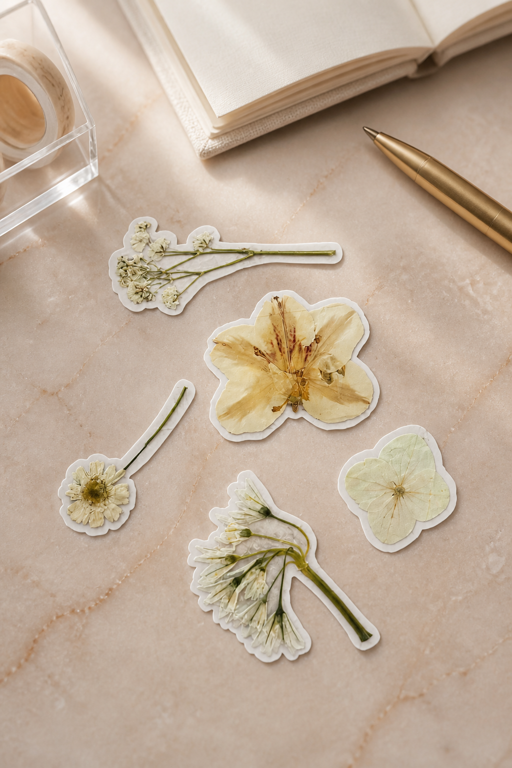 Handmade pressed flower stickers