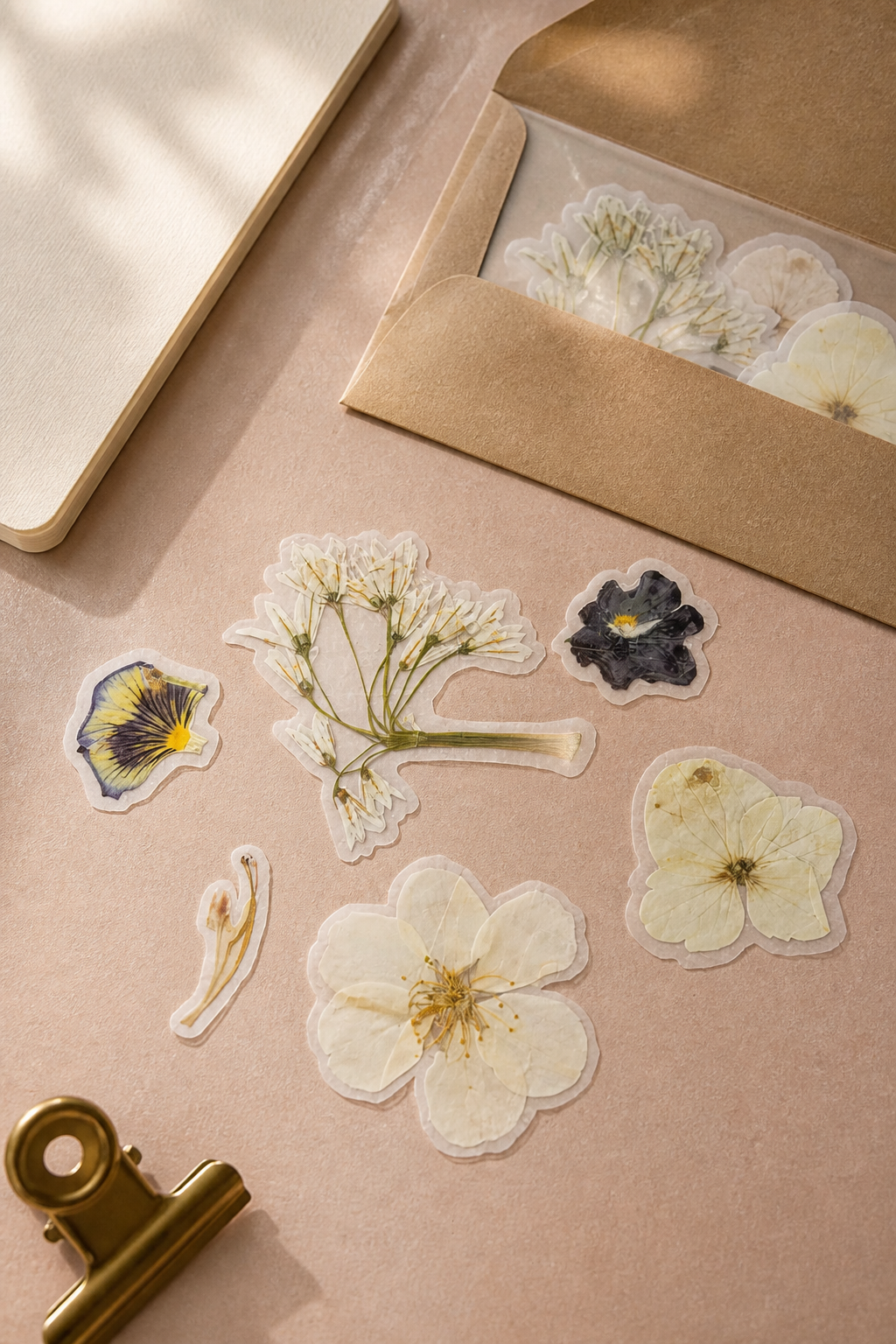 Handmade pressed flower stickers